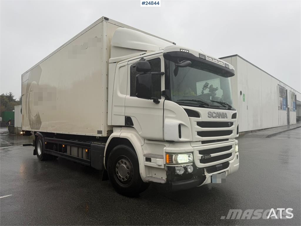 Scania P280 Box truck with full side opening and tail lif شاحنات ذات هيكل صندوقي