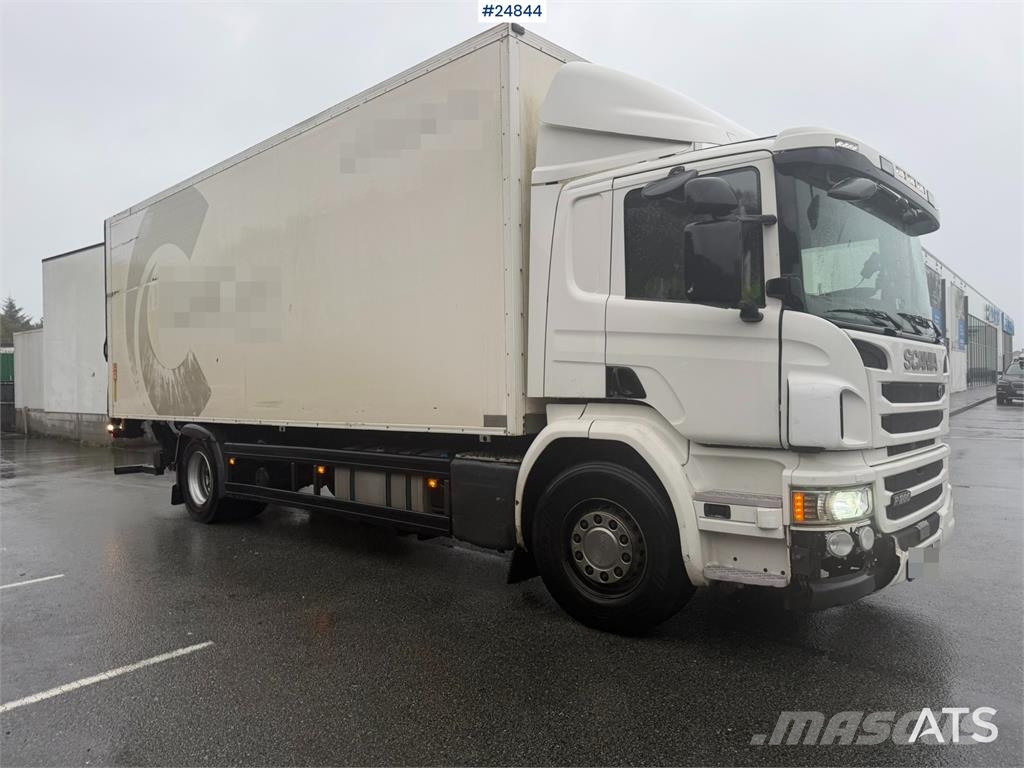 Scania P280 Box truck with full side opening and tail lif شاحنات ذات هيكل صندوقي