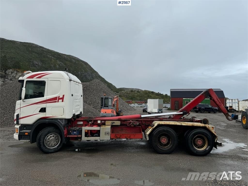Scania R164 6x4 Hook truck. Camiones elevadores de gancho