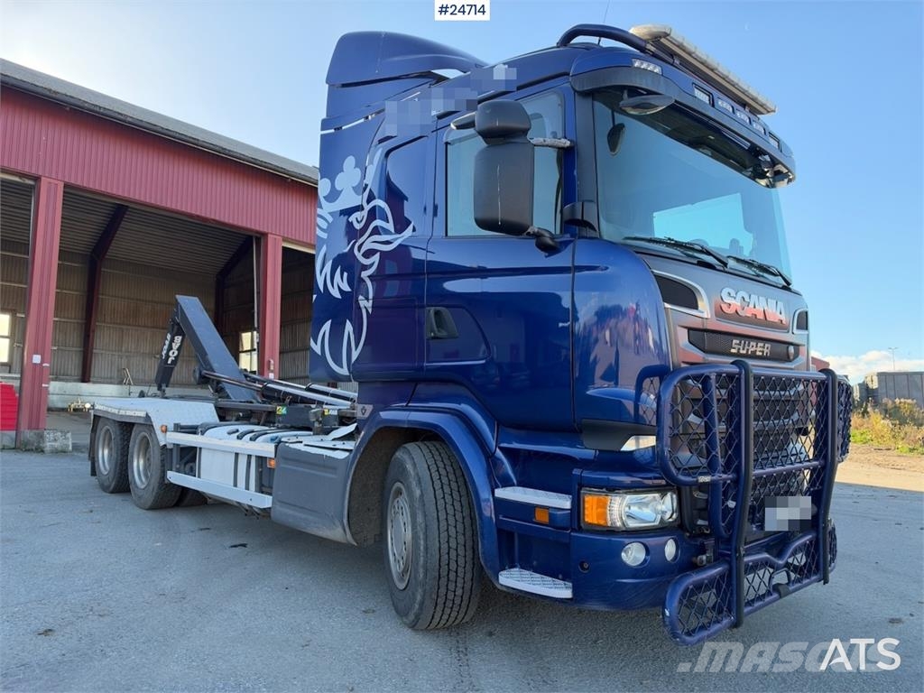 Scania R520 6x4 Hooklift Truck with JOAB Body WATCH VIDEO Rol kiper kamioni sa kukom za podizanje tereta