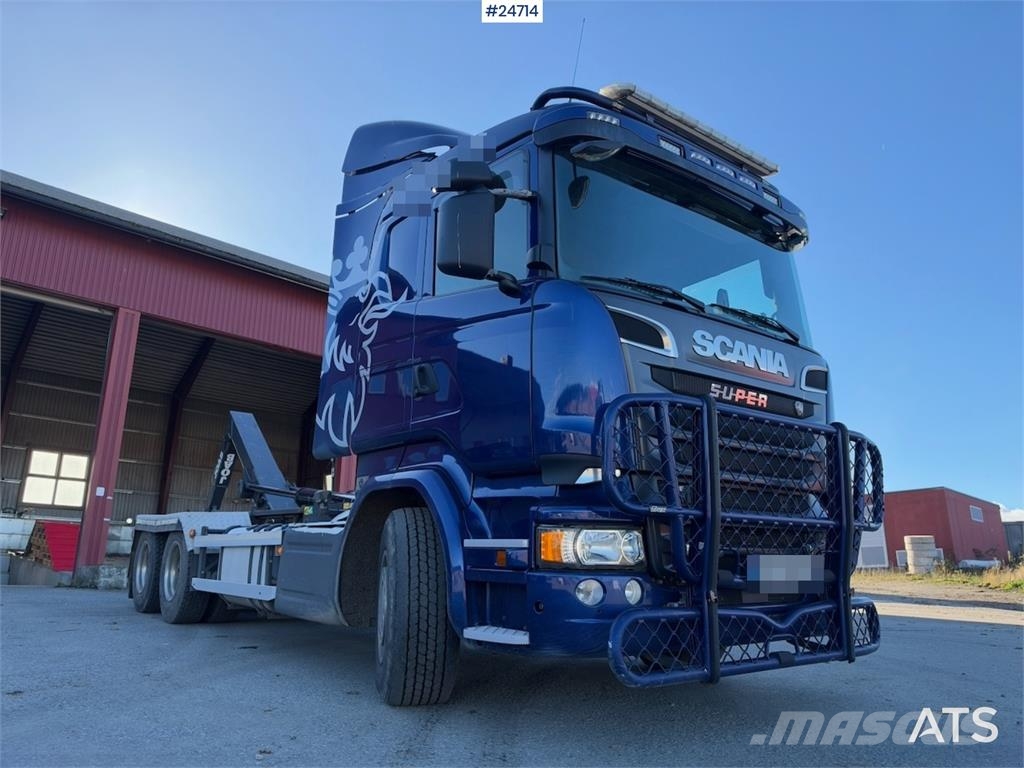 Scania R520 6x4 Hooklift Truck with JOAB Body WATCH VIDEO Rol kiper kamioni sa kukom za podizanje tereta
