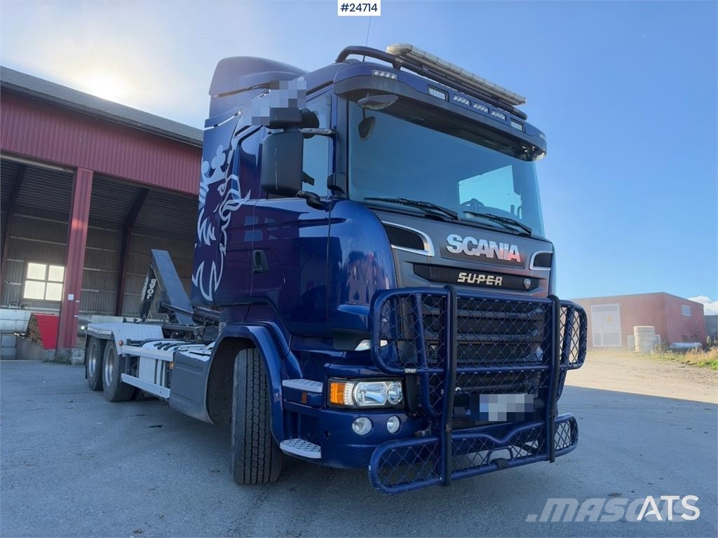 Scania R520 6x4 Hooklift Truck with JOAB Body WATCH VIDEO Rol kiper kamioni sa kukom za podizanje tereta