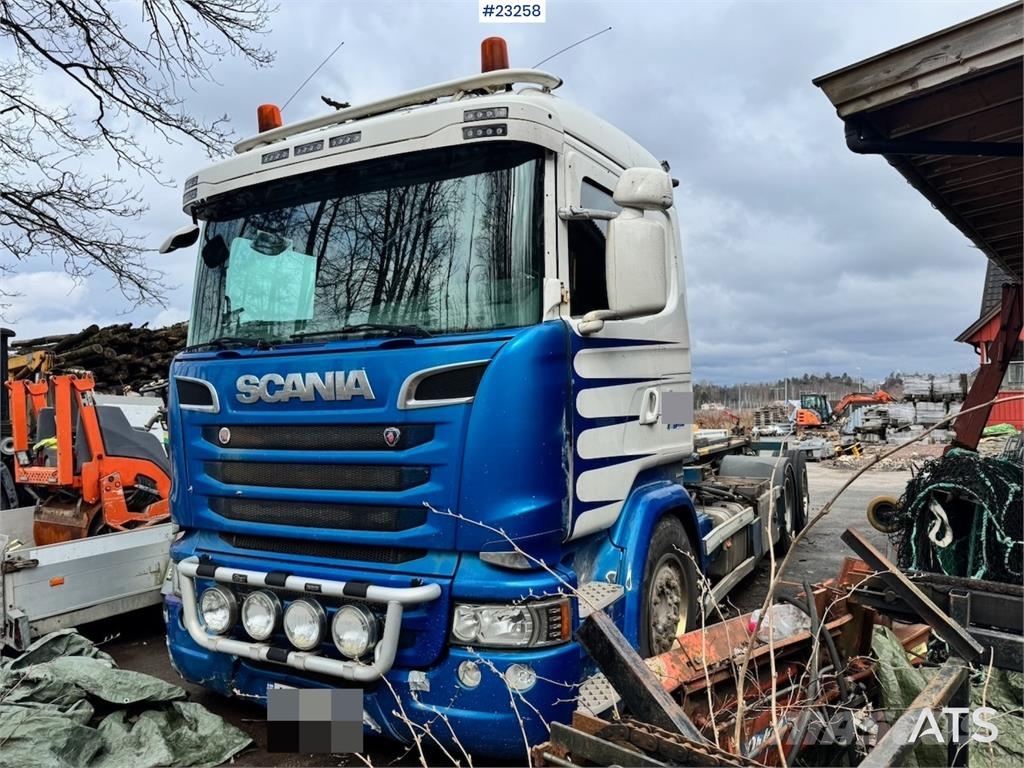 Scania R580 6x2 hook lift truck with JOAB body Repair obj 吊鉤式起重車