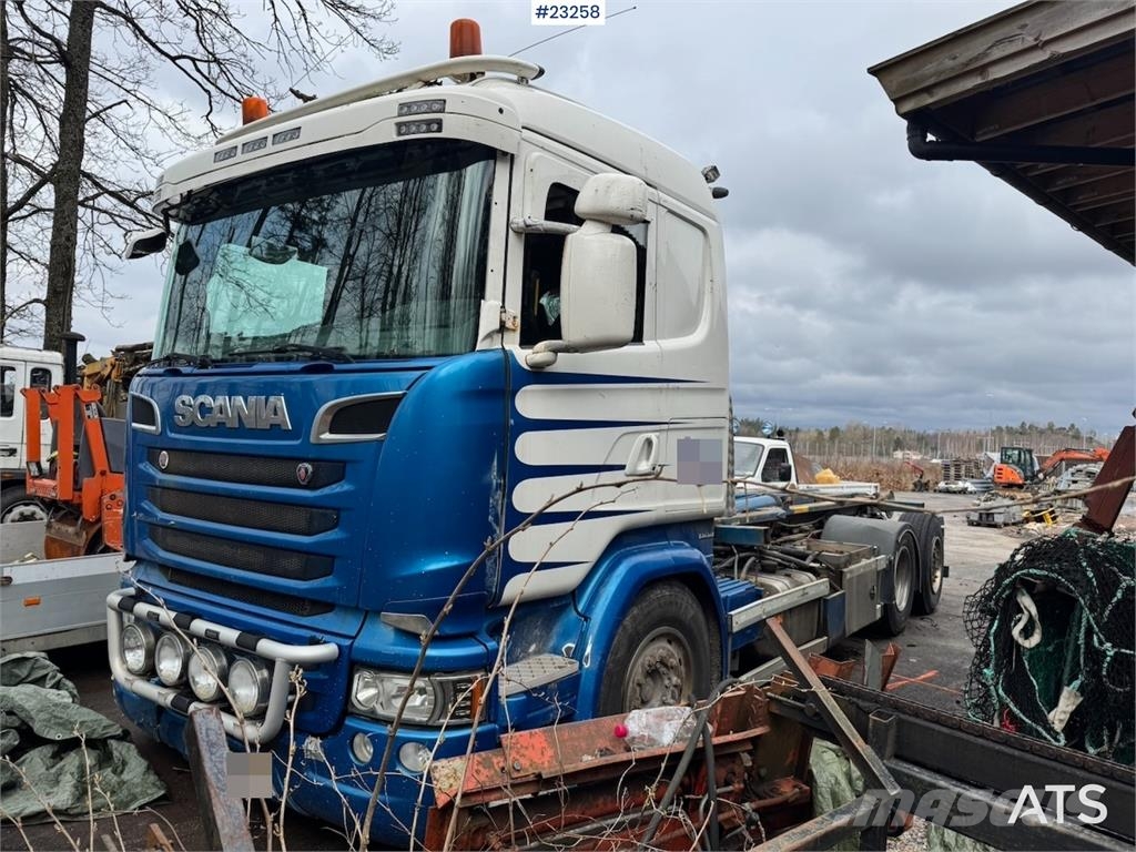 Scania R580 6x2 hook lift truck with JOAB body Repair obj 吊鉤式起重車