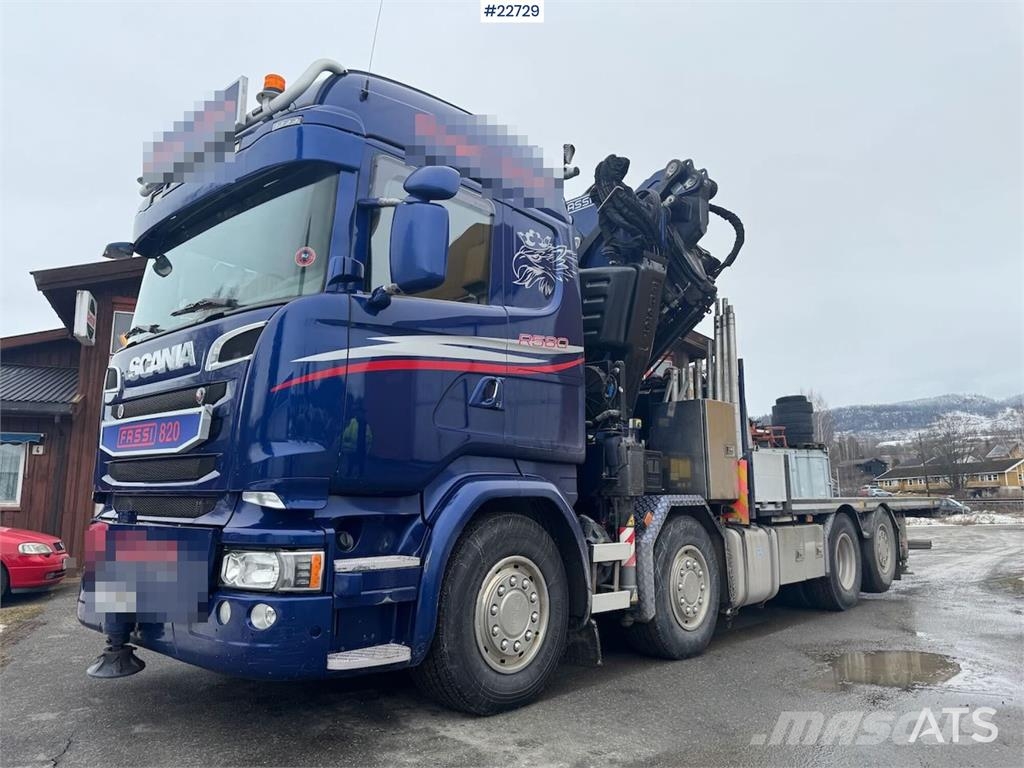 Scania R580 8x2 crane truck – 80 t/m Fassi crane with jib Kraanaga veokid