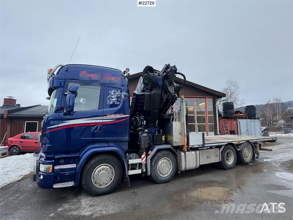 Scania R580 8x2 crane truck – 80 t/m Fassi crane with jib Kraanaga veokid