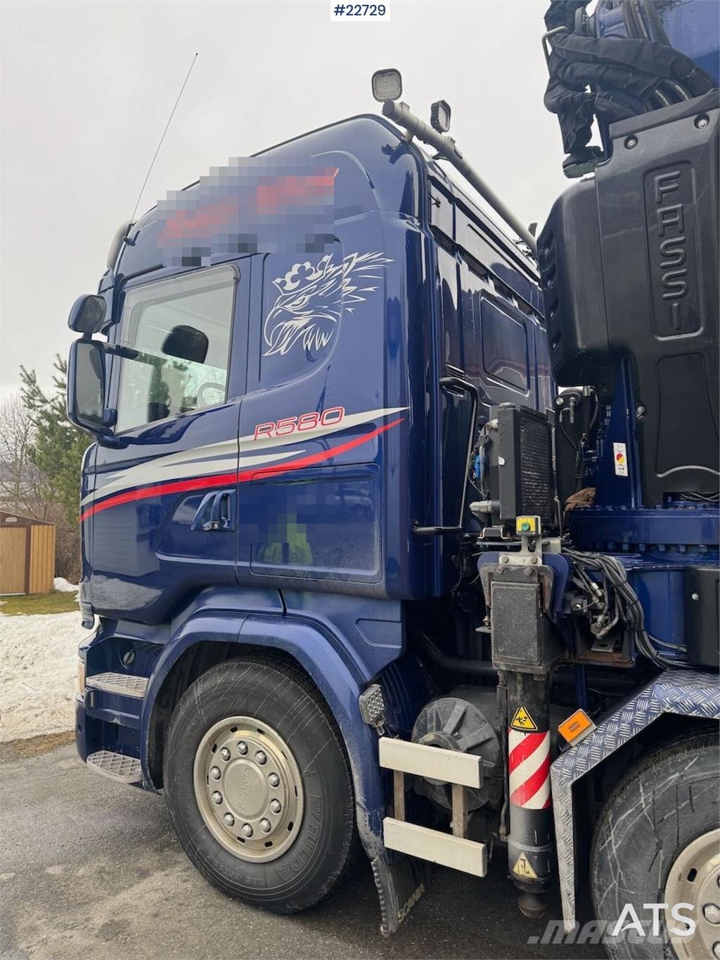 Scania R580 8x2 crane truck – 80 t/m Fassi crane with jib Kraanaga veokid