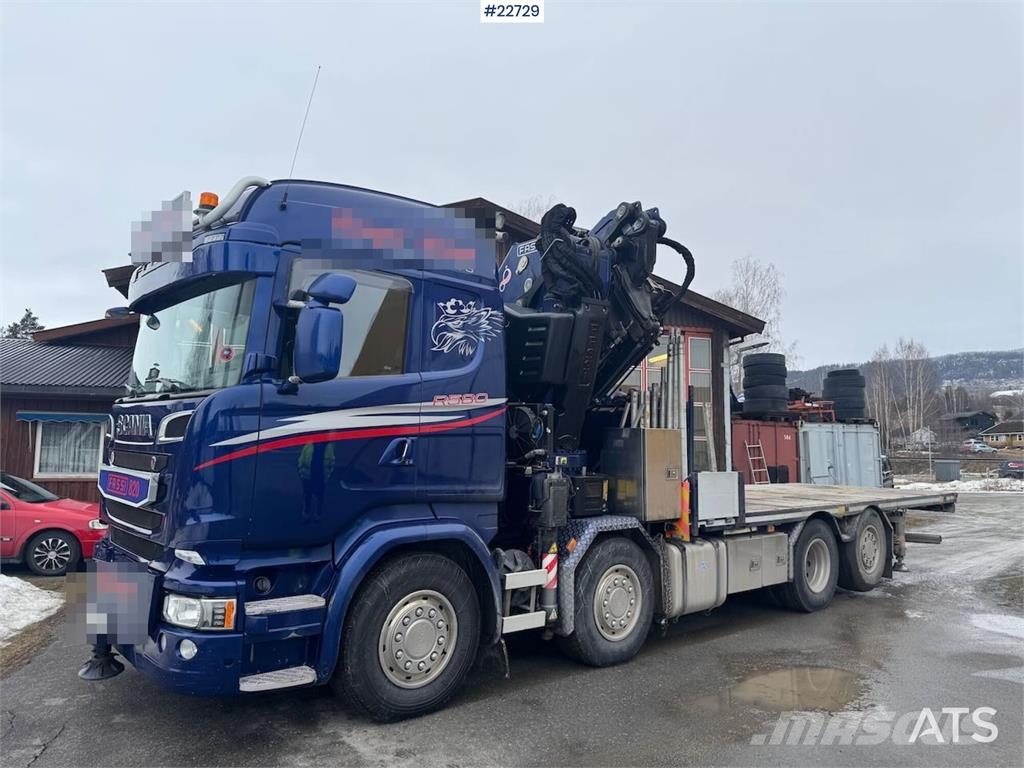 Scania R580 8x2 crane truck – 80 t/m Fassi crane with jib Kraanaga veokid