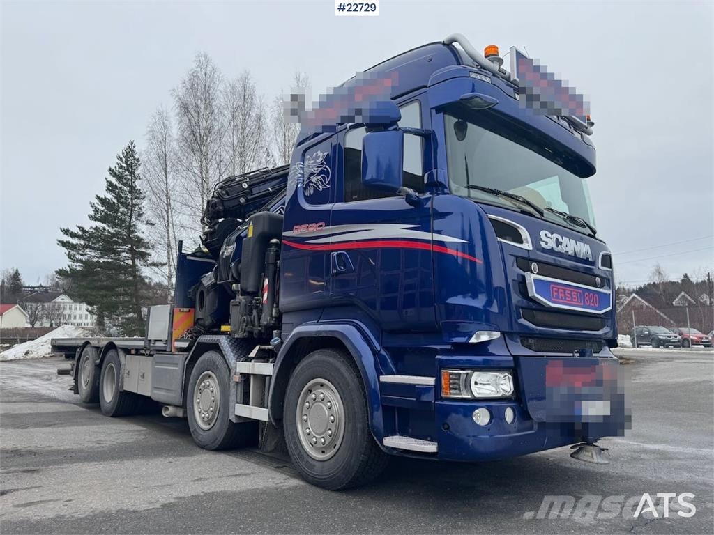 Scania R580 8x2 crane truck – 80 t/m Fassi crane with jib Kraanaga veokid