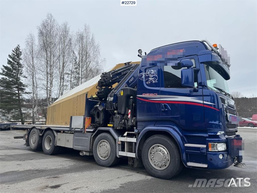 Scania R580 8x2 crane truck – 80 t/m Fassi crane with jib Kraanaga veokid