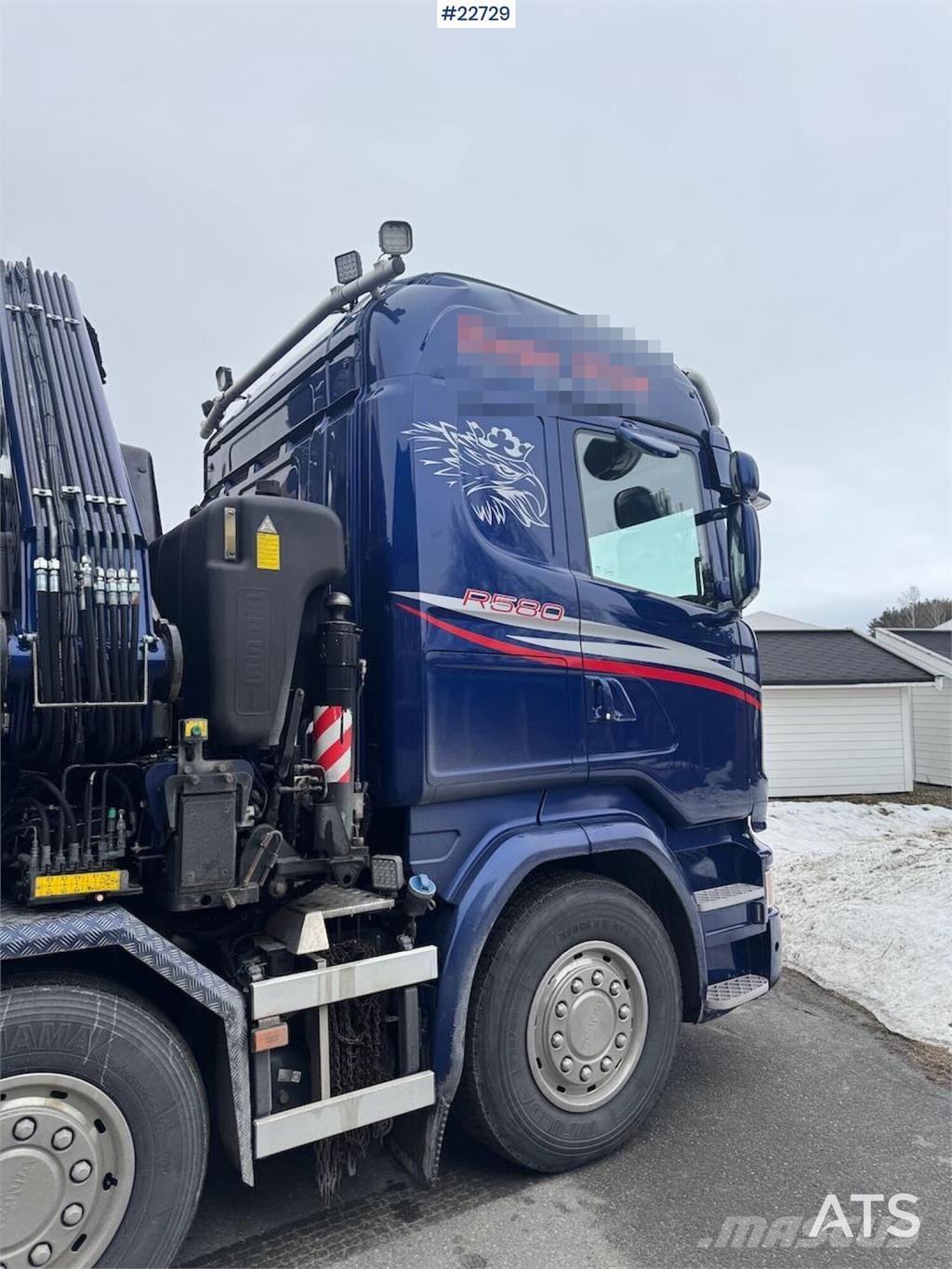 Scania R580 8x2 crane truck – 80 t/m Fassi crane with jib Kraanaga veokid