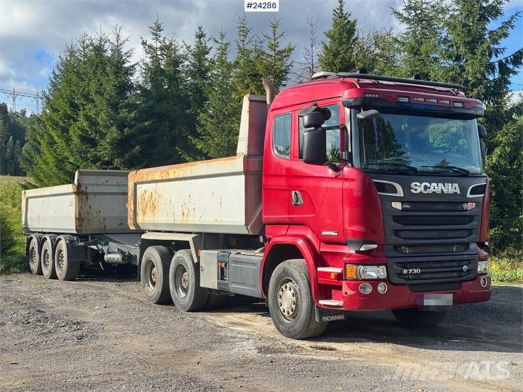 Scania R730 6x4 Tipper Truck w/ 2015 Nor Slep Triple-Axle 덤프 트럭