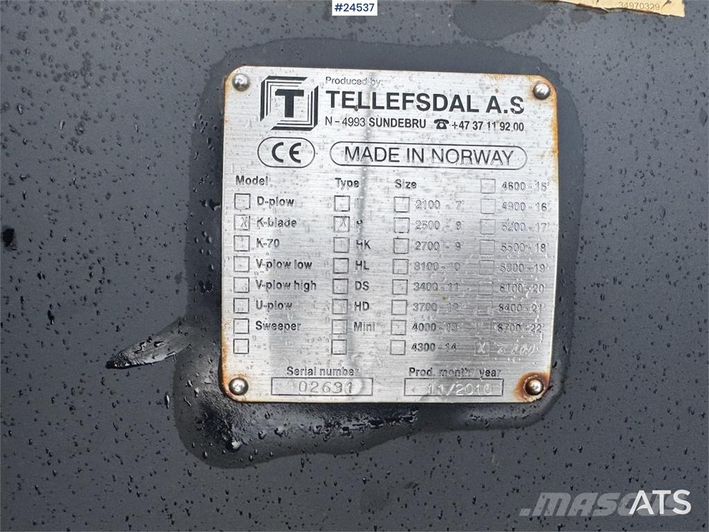 Tellefsdal KP3000 Snow Plow Коммерческий транспорт - Другие
