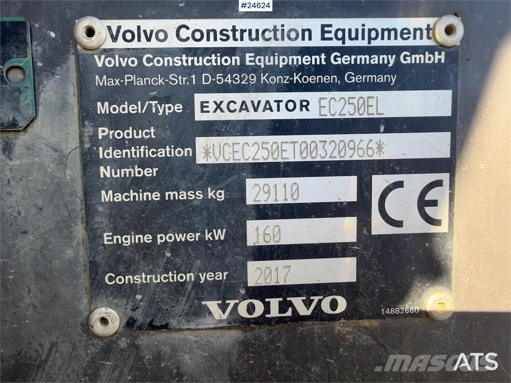 Volvo EC250EL Excavator with GPS, Tiltrotator and 2 Buck Beltegraver