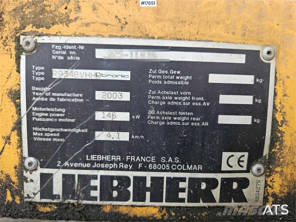Liebherr R934B Vikšriniai ekskavatoriai