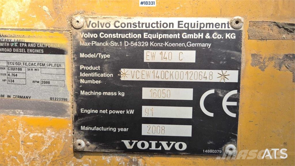 Volvo EW 140 C Lastik tekerli ekskavatörler