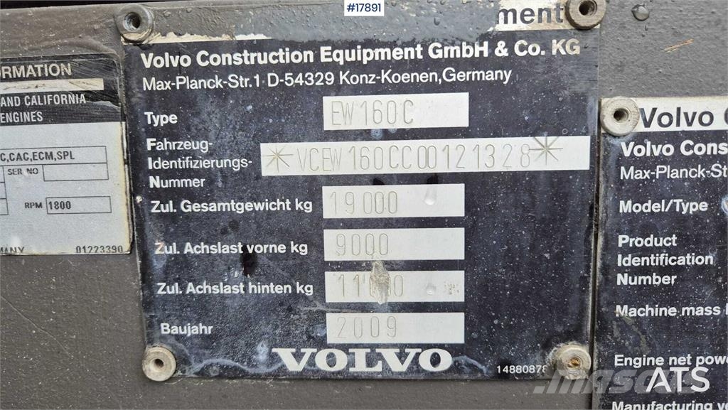 Volvo EW 160C Колісні екскаватори