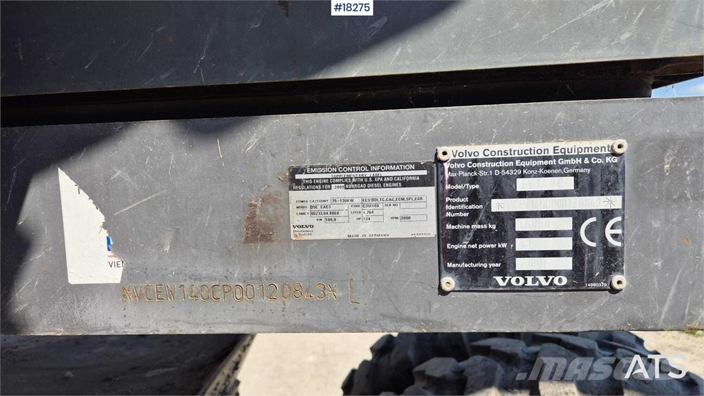 Volvo EW140 C Wheeled Excavator Lastik tekerli ekskavatörler