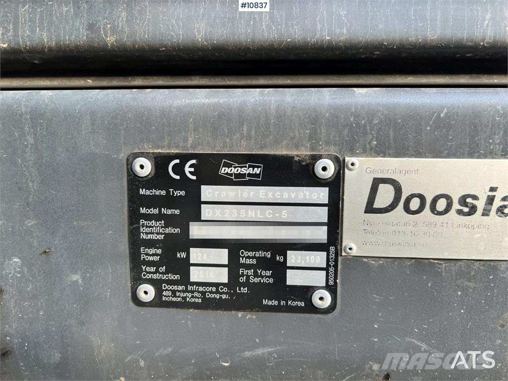 Doosan DX235NLC-5 with Excavation System Roomikekskavaatorid