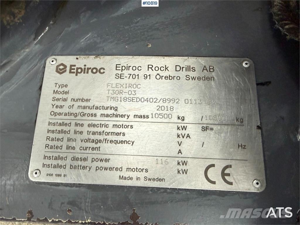 Epiroc Flexiroc T30R-03 Drilling Rig Underground Cable Bolters