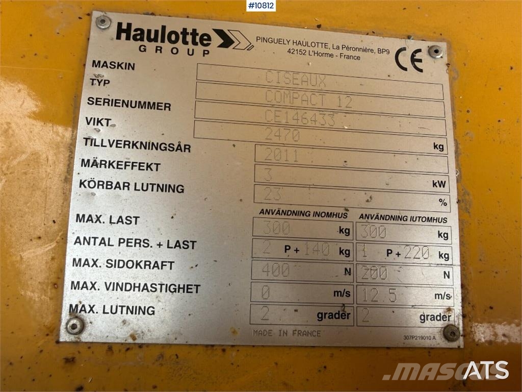 Haulotte Compact 12 Scissor Lift Käärtõstukid