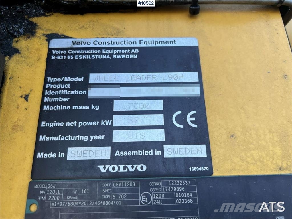 Volvo L90H Wheel Loader with machine control Wheel loaders