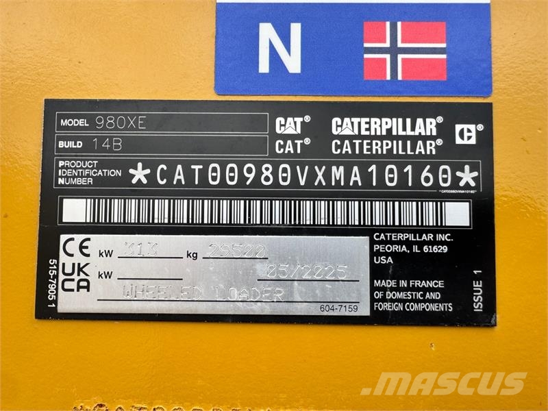 CAT 980XE HJULLASTER - 340 TIMER - STAGE V - VEKT Radlader