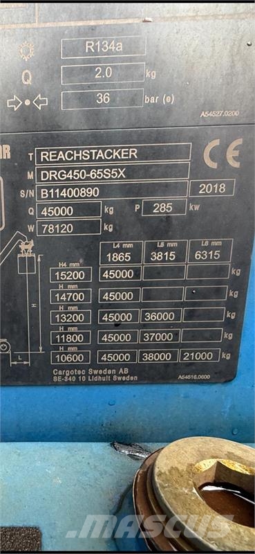 Kalmar DRG450-65S5X reachstacker, 45 000 kg løftekapasite Другие складские механизмы