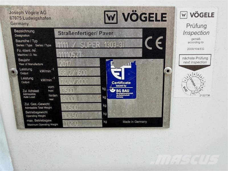 Vögele SUPER 1303-3i ASFALTUTLEGGER Будтехніка - Інші