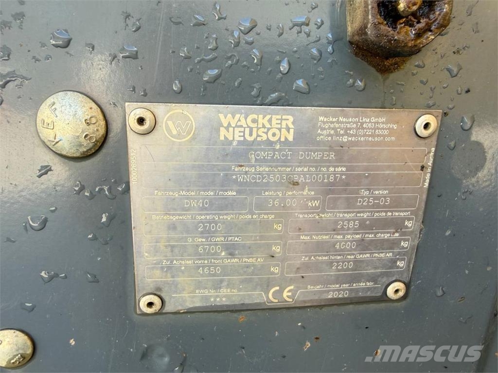 Wacker Neuson DW 40 Dúmpers de obra