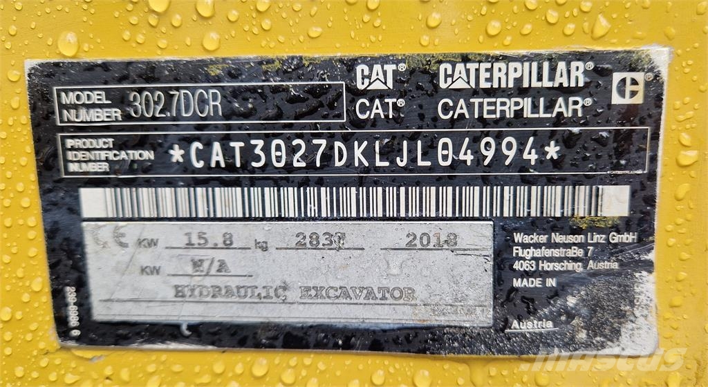 CAT 302.7D حفارات صغيرة أقل من 7 طن (حفارات صغيرة)