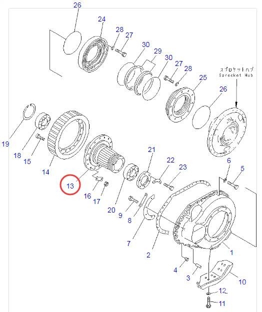Komatsu D85A-21 hub 154-27-12122 Gusenice za građevinarstvo