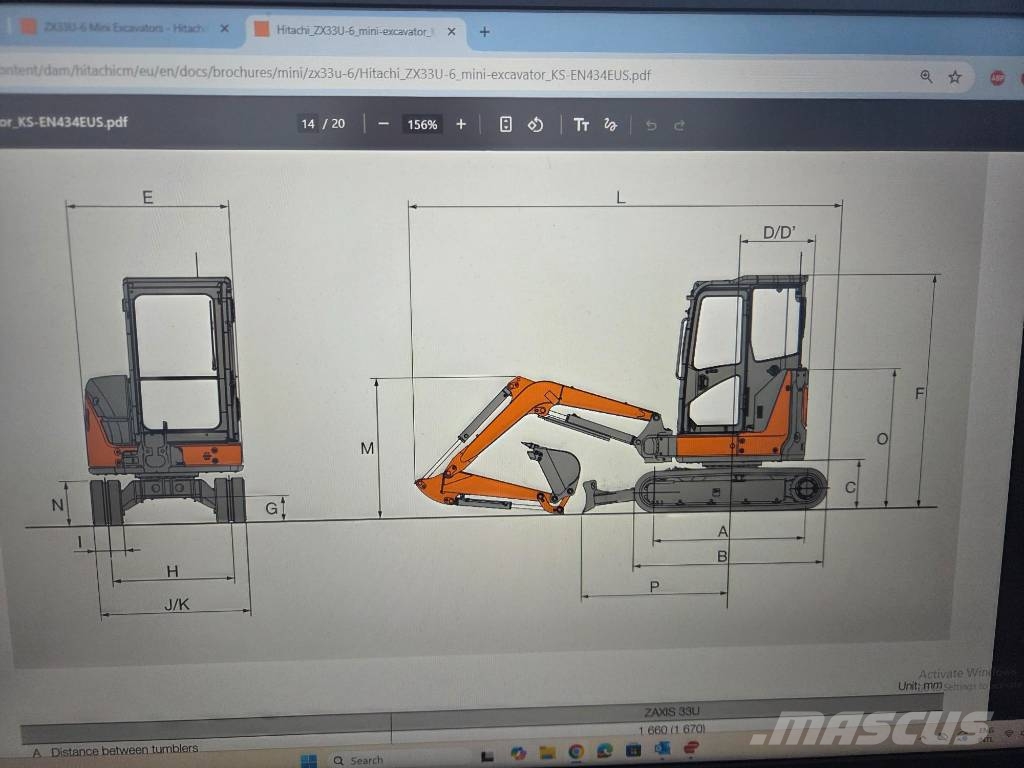 Hitachi ZX 33 U-6, 2023, quick coupler+3 new buckets Minibagger < 7t
