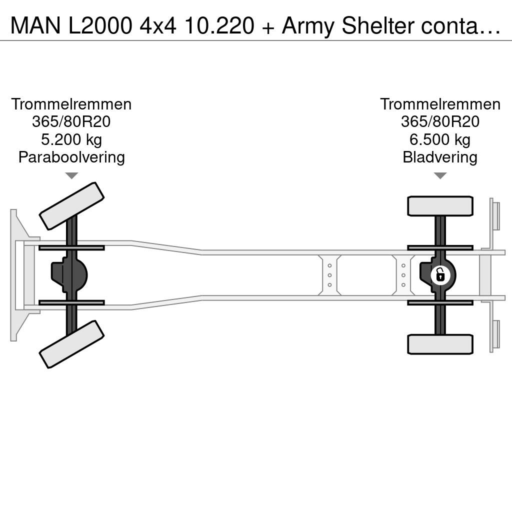 MAN L2000 4x4 10.220 + Army Shelter container Tippbil
