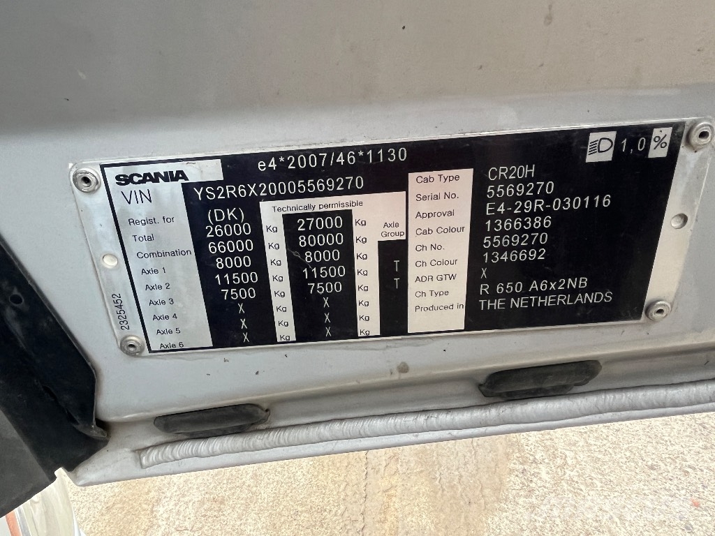 Scania R 650 A6X2 m/blokvogn Dragbilar