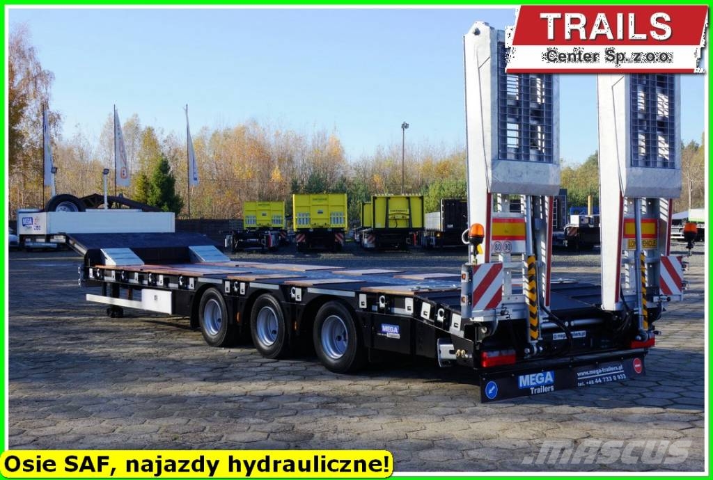 Mega Lowbed 3 axle, DMC 54,0 T, hydraulic ramps, PTO Diepladers