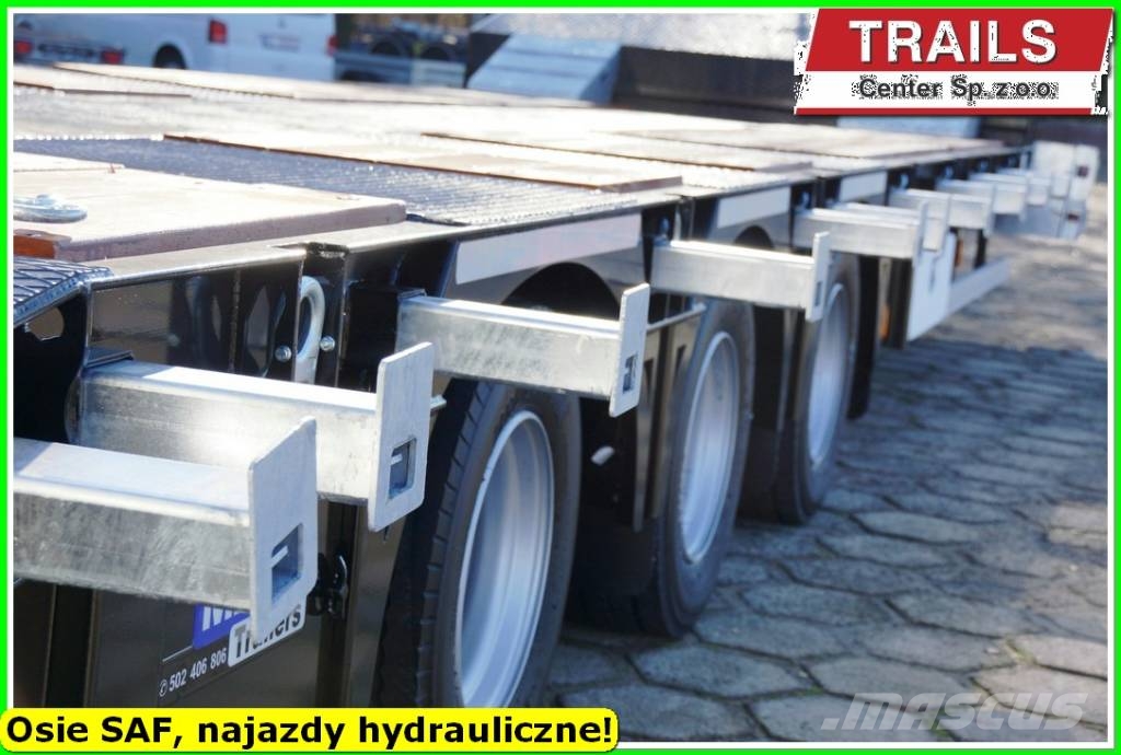 Mega Lowbed 3 axle, DMC 54,0 T, hydraulic ramps, PTO Diepladers