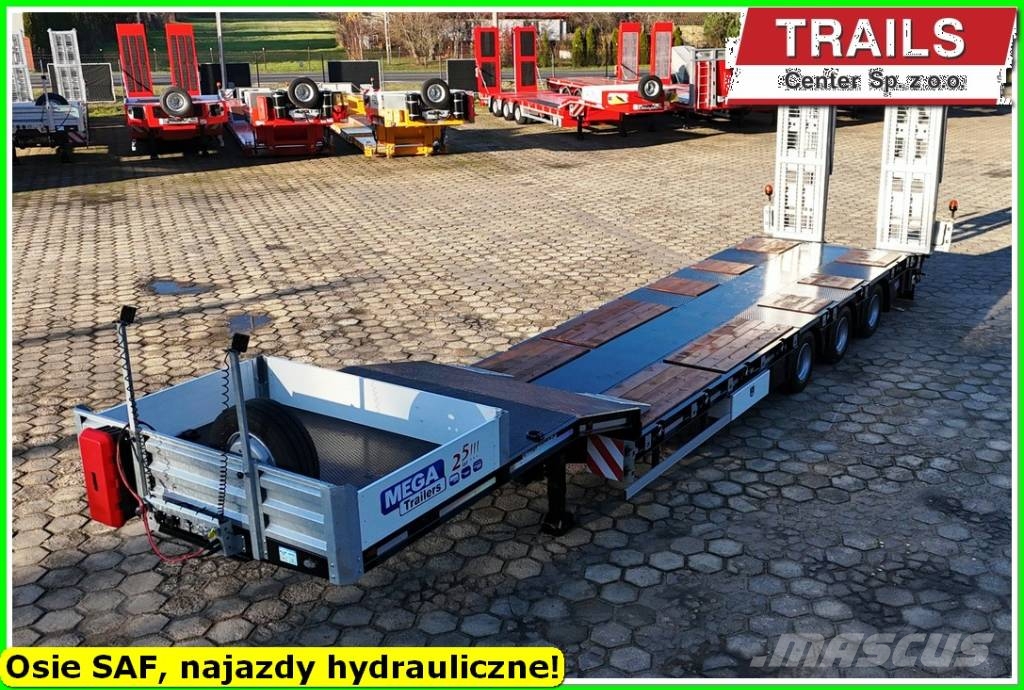 Mega Lowbed 3 axle, DMC 54,0 T, hydraulic ramps, PTO Diepladers
