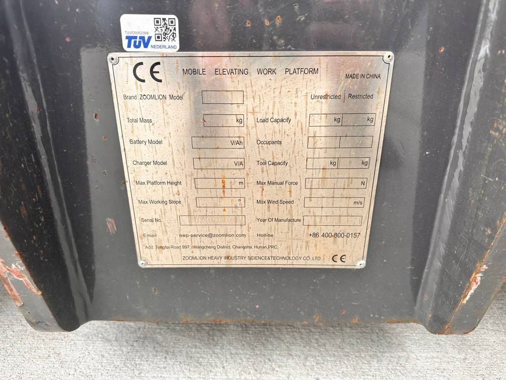Zoomlion ZA 10 RJE Nacele cu brat articulat