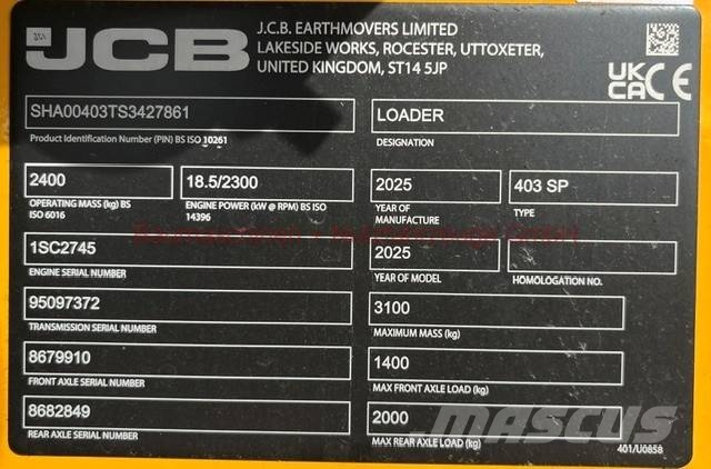 JCB 403 25PS Klappdach DEMO Kolové nakladače
