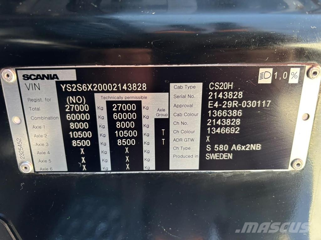 Scania S 580 6x2 RETARDER / DOUBLE BOGIE Tegljači