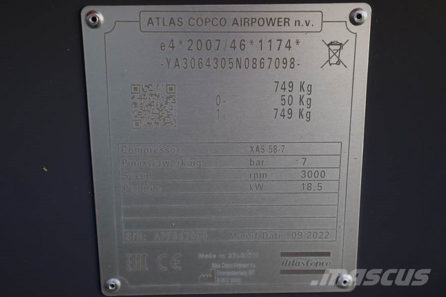 Atlas Copco XAS 58-7 Valid inspection, *Guarantee! Diesel, Vol Kompresori