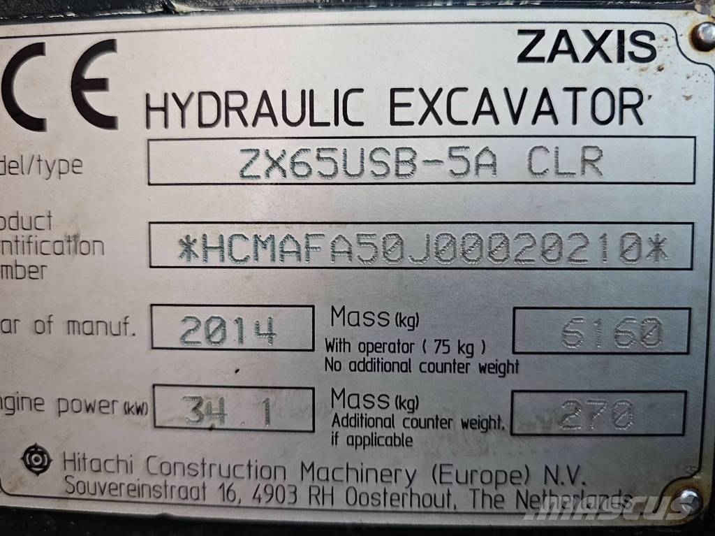 Hitachi ZX65USB-5A Crawler excavators