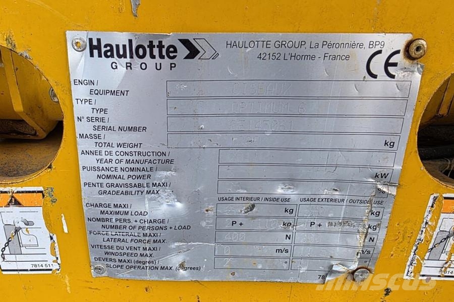 Haulotte Optimum 6 As-Is, Electric, 6.35m Working Height, 2 Scissor lifts