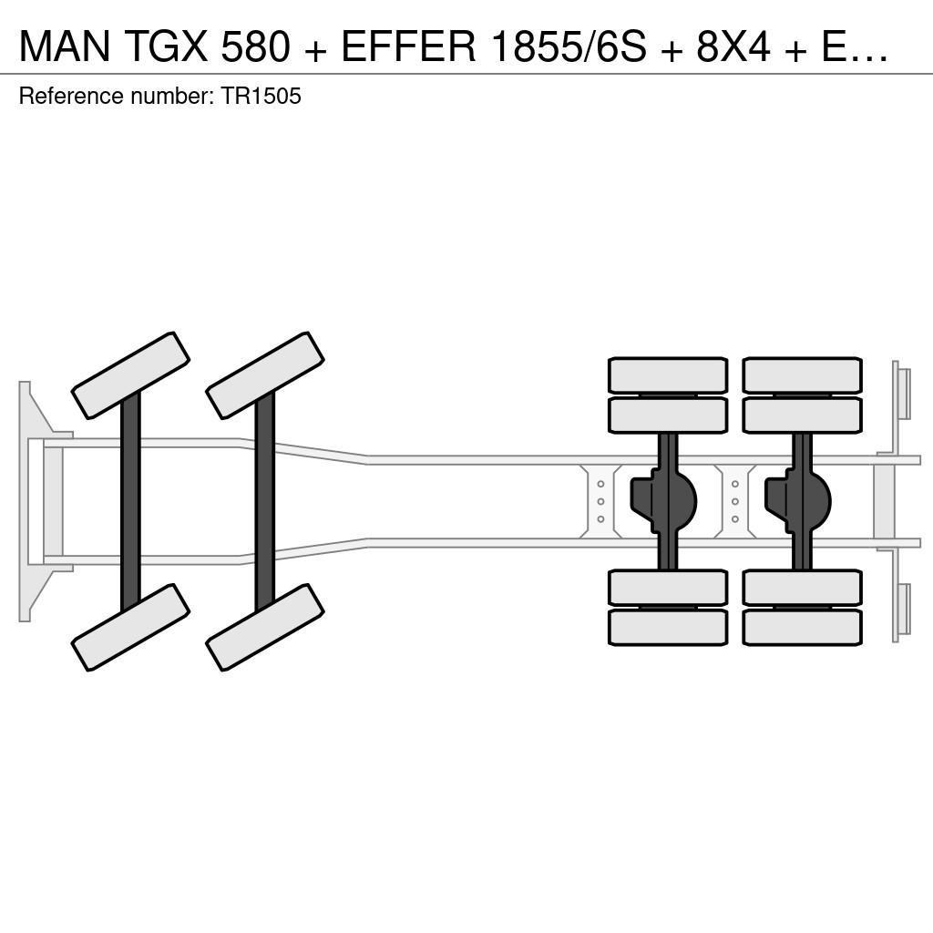 MAN TGX 580 + EFFER 1855/6S + 8X4 + EURO 6 + REMOTE + Grúas todo terreno