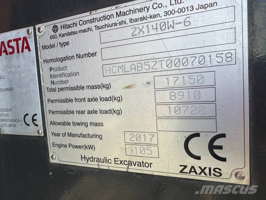 Hitachi ZX140W-6 Hjulgravere