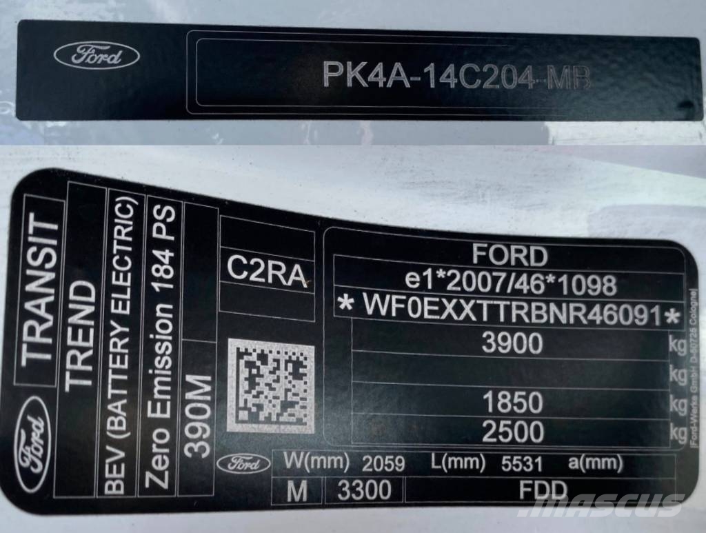 Ford e-Transit Zéros Emission endommagé Furgons