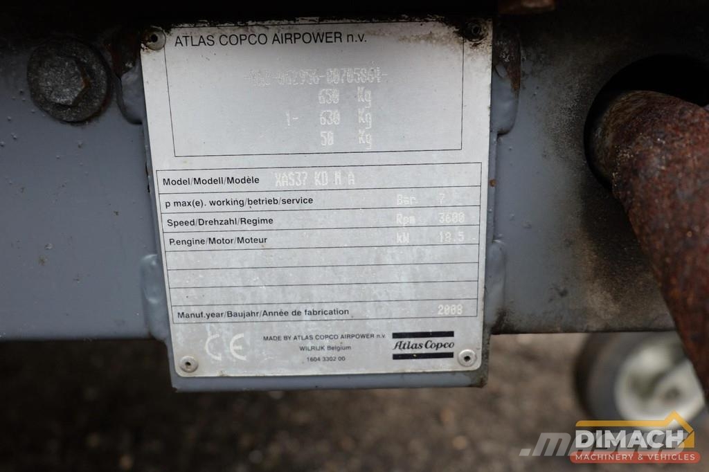 Atlas Copco XAS37 Kubota 3-cylinder - XAS37 - 7 bar - 2 m³/min Kompresori