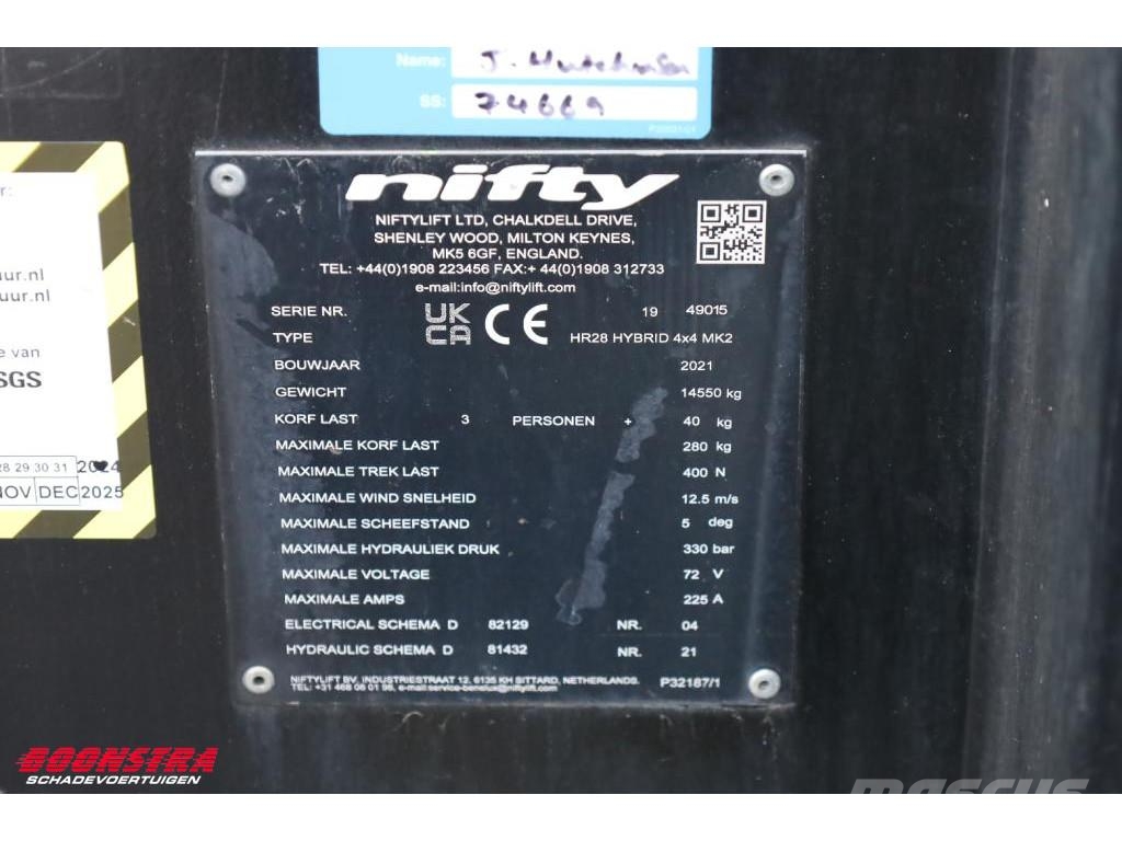 Niftylift HR28 Hybride 4X4 Hoogwerker BY 2021 28m Kiti keltuvai ir platformos