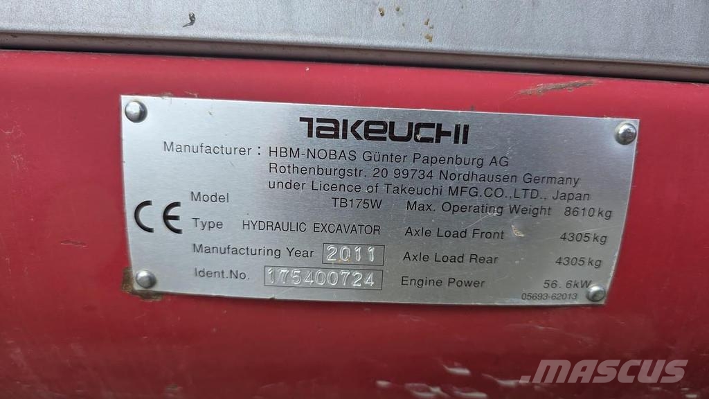 Takeuchi TB175W Mobilbagger Īpašie ekskavatori